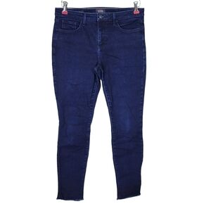 NYDJ Skinny Jeans Size 8 32X27.5 Dark Wash Mid Rise Released Raw Frayed Hem Ami